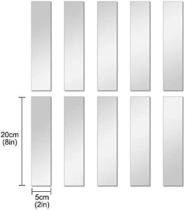 the measurements for different sizes and shapes of mirror panels, including one with an angled edge