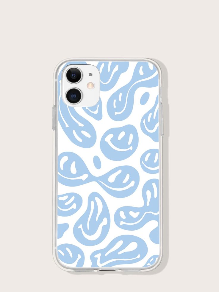 a blue and white iphone case with an animal print on it's back cover