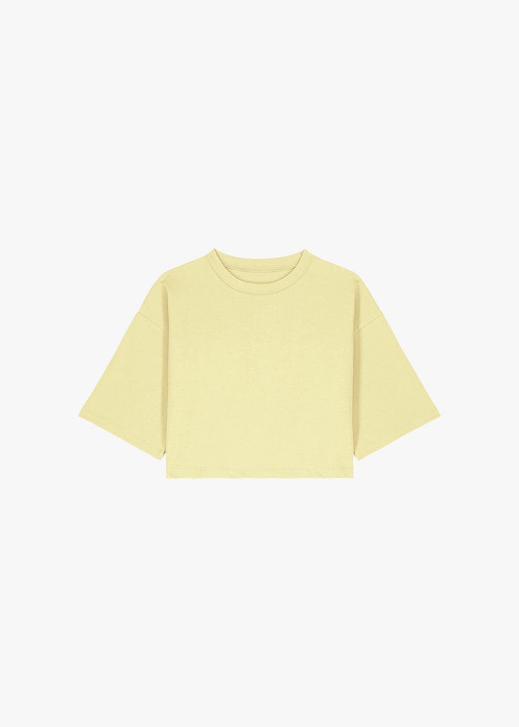 Color: Yellow Cotton jersey Relaxed fit Cropped profile Crew neckline Tonal logo embroidery 100% Cotton Hand Wash Cold By The Frankie Shop. Imported Product Measurements: XS/S- 19" Shoulder, 38" Bust, 14.5" Length M/L- 20" Shoulder, 40" Bust, 15.5" Length Model is 178cm/ 5'10" wearing size XS/S Cute Yellow Shirts, The Frankie Shop, Yellow Shirt, Frankie Shop, Shirts For Teens, Yellow T Shirt, Yellow Shirts, Yellow Top, Cropped T Shirt