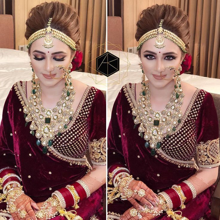 two pictures of a woman with makeup and jewelry