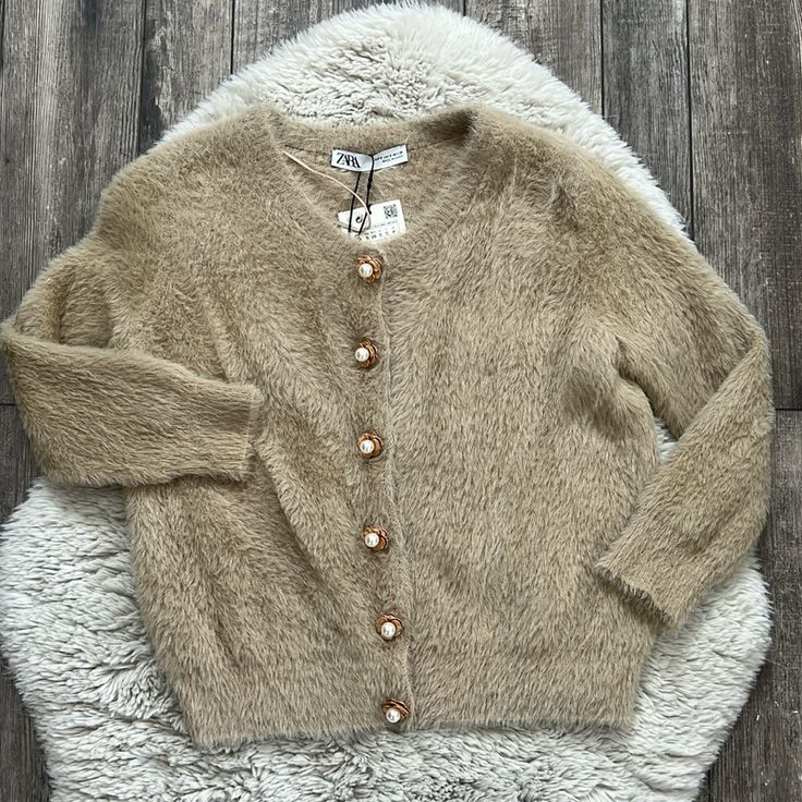 Beautiful Beige/Khaki Colored Cardigan. Pretty Flower Snaps. Size S Bnwt. Never Worn. No Trades. Cozy Zara Beige Cardigan, Cozy Beige Zara Cardigan, Zara Beige Winter Cardigan, Zara Beige Cardigan For Winter, Zara Brown Winter Cardigan, Zara Cream Cardigan For Fall, Zara Brown Fall Cardigan, Brown Zara Cardigan For Fall, Beige Zara Cardigan For Fall