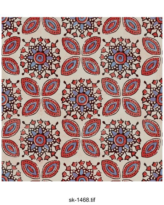 Ajrakh Pattern and block print Ajrakh Prints Motifs, Ajrakh Motifs, Ethnic Print Pattern, African Batik Fabric, Ajrakh Pattern, Indian Block Print Fabric, Ajrakh Prints, Geometric Design Art, Folk Art Flowers