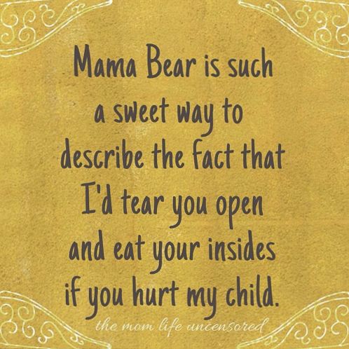 a poem written in black ink on an orange background with the words mama bear is such a sweet way to describe the fact that i'd'd tear you open and eat your insides if