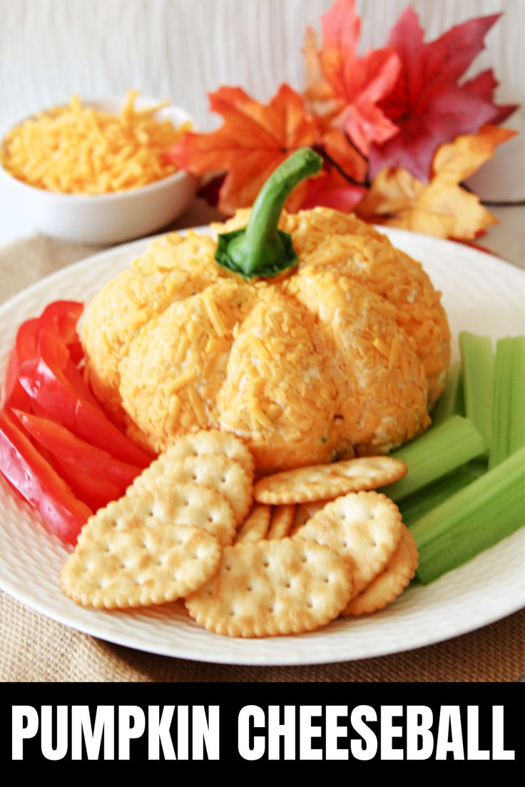 pumpkin cheeseball Cheese Balls For Fall, Fall Potluck Appetizers, Pumpkin Cheeseball Recipe, Pumpkin Shaped Snacks, Cheese Pumpkin Recipes, Fall Cheese Ball Recipes, Pumpkin Theme Appetizers, Fall Cheeseball, Savory Fall Appetizers