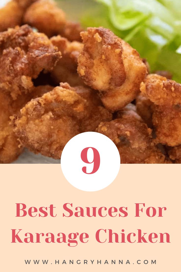 the best sauces for karage chicken are in this postcard with text overlay