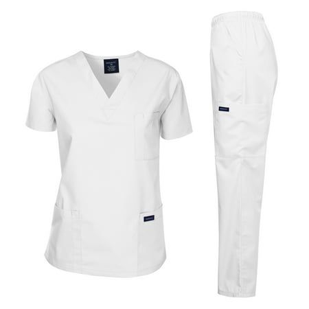 Dagacci Medical Uniform Scrub Unisex Set, Woman and Man Classic Fit V-Neck Top, Three Side Cargo Pockets Pants. Dagacci Uniform is committed in delivering quality medical uniforms to you. We value our customers and continue to strive to meet the your needs. ;We take pride in our quality and our service and we continue to provide total customer satisfaction. Size: XS.  Color: White.  Age Group: adult. Scrubs Medical, White Scrubs, Hospitality Uniform, Scrubs Uniform, Mens Scrubs, Safety Clothing, Medical Uniforms, Nurse Uniform, Womens Scrubs