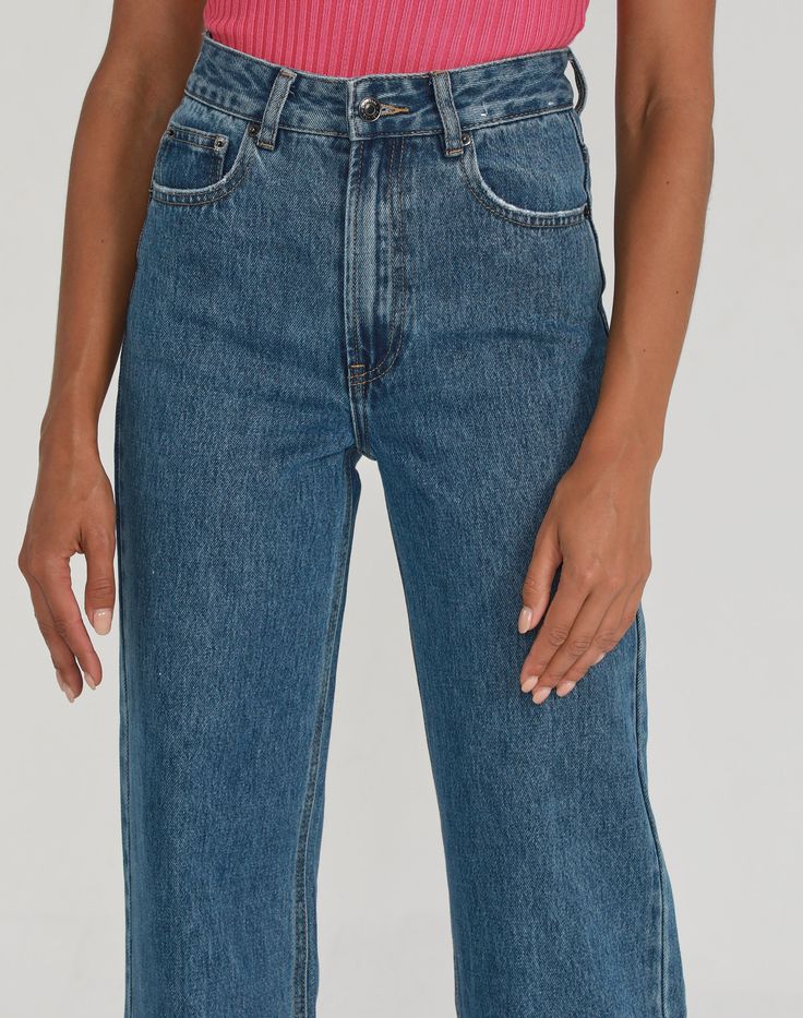 This jean feaures a wide leg, cropped length & a high waist. Inside leg length = 70cm. Denim Playsuit, Active Swimwear, Cardigan Coat, Cropped Jeans, Jeans Shop, Playsuit Jumpsuit, Blazer Jacket, Sweater Cardigan, Sweaters & Cardigans