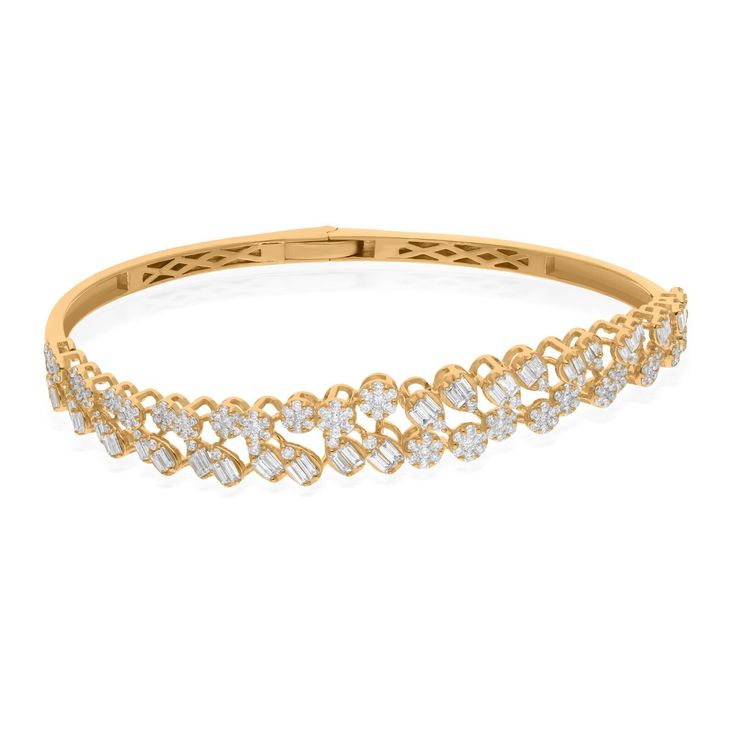 H/SI Baguette Round Diamond Cuff Bangle 14k Yellow Solid Gold Bracelet 1.87 Ct Fine Jewelry Baguette Diamond Bangle Bracelet, Diamond Bangle With Baguette Diamonds, Yellow Gold Bangle With Baguette Diamonds, Wedding Bangle With Baguette Diamonds, Gold Bangle Bracelet With Baguette Diamonds, Bangle Diamond, Solid Gold Bracelet, Diamond Bangle, Yellow Gold Bracelet