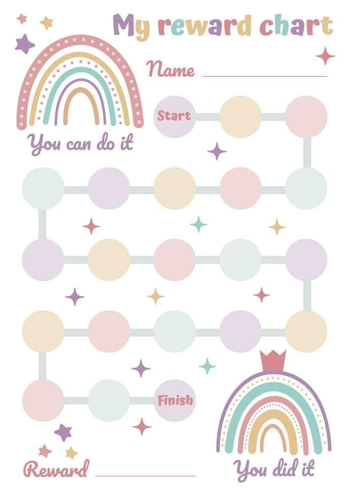 a reward chart with rainbows and stars