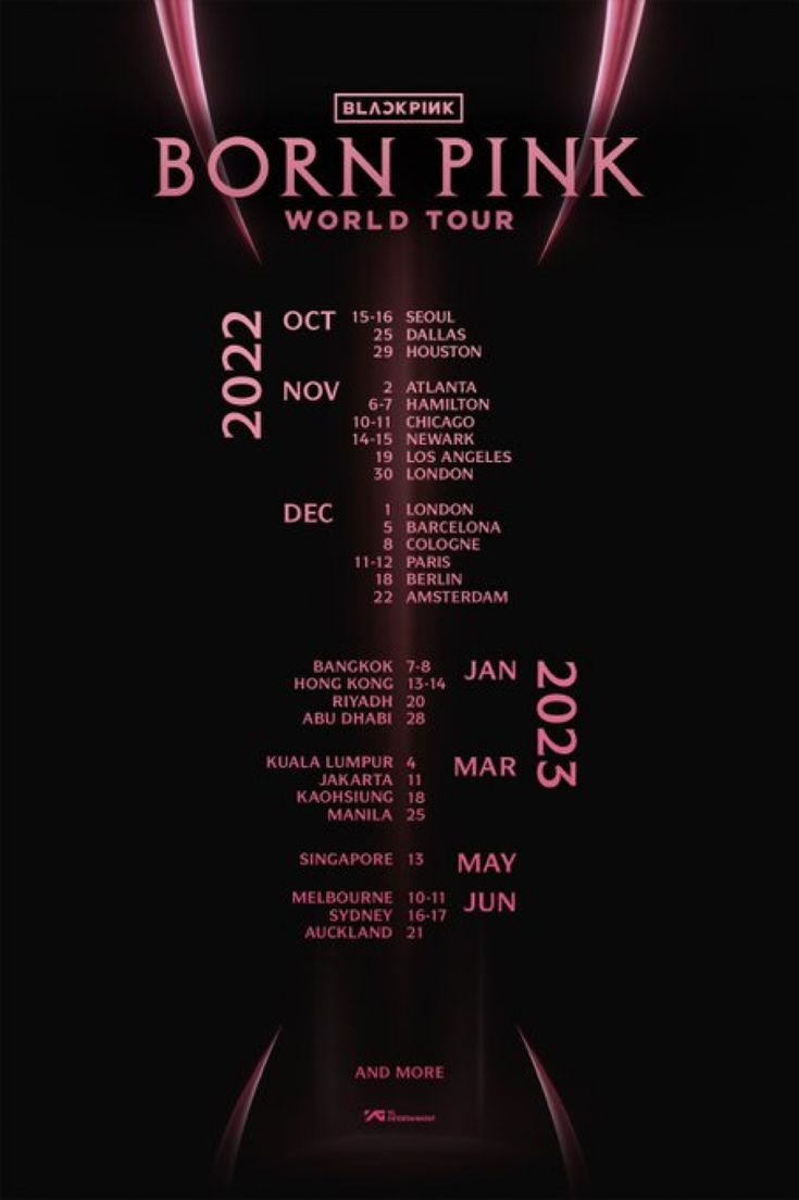 the poster for born pink world tour