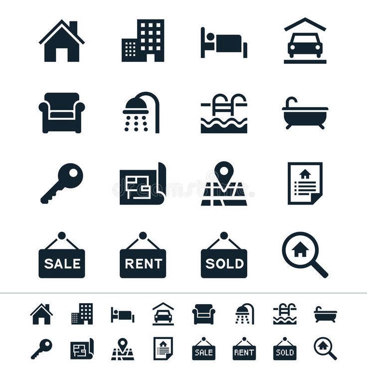 real estate icons set royalty illustration