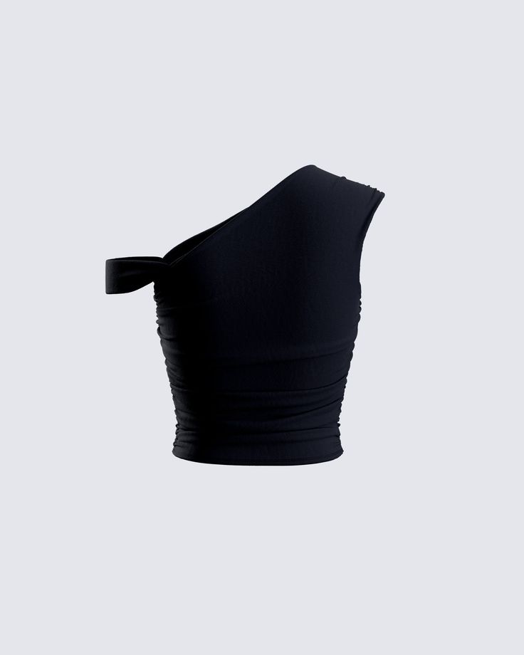 From day to night, this black top will instantly elevate any look 😚 Made from stretch jersey fabric, and complete with an asymmetrical design and ruching detail on the side seams 🖤 Black One-shoulder Elastane Tops, Black One Shoulder Top With Asymmetrical Neckline, Black One-shoulder Top With Asymmetrical Neckline, Asymmetrical Ruched One Shoulder Top For Night Out, Chic Black One-shoulder Elastane Top, Black Top With Asymmetrical Neckline In Elastane, Black Fitted One Shoulder Top With Asymmetrical Hem, Black Fitted One-shoulder Top With Asymmetrical Hem, Asymmetrical Elastane One-shoulder Top For Night Out