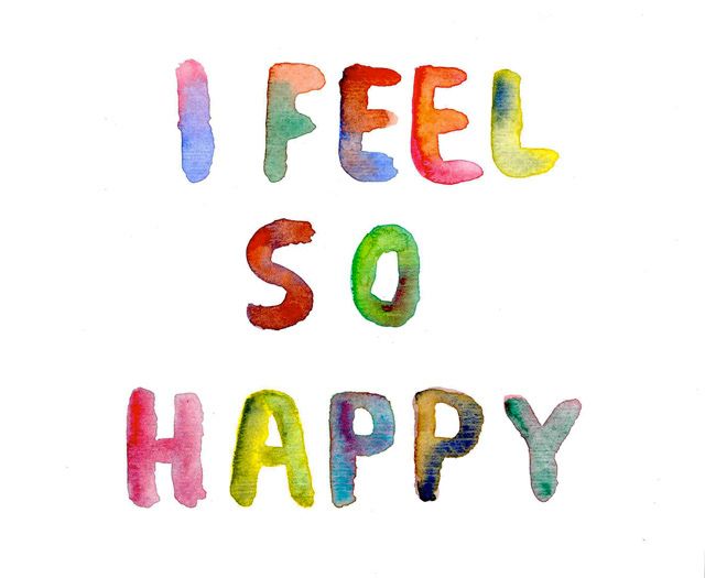 the words i feel so happy are painted in different colors