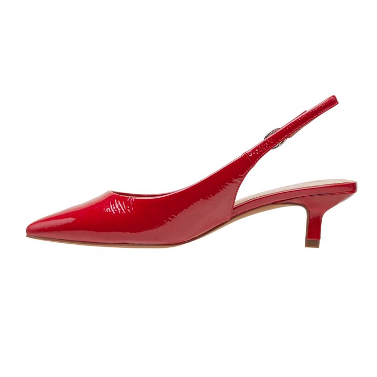 Versatile, Wardrobe Essential Low Heel Slingback Pumps To Put A Polish On Any Look Experience the extraordinary comfort, quality and style of LINEA Paolo – handcrafted fashion footwear since 2002. 2" Kitten Heel Adjustable Slingback Straps With Elasticized Gore For Custom Fit Breathable Vegan Leather Lining And Comfortably Cushioned Insole Slip-Resistant Sustainable Embossed Rubber Outsole True To Size For Us Medium Width. Red Leather Slingback Heels, Red Kitten Heels With Sculpted Heel And Ankle Strap, Red Leather Slingback Sandals With Red Sole, Red Fitted Slingback Pumps With Pointed Toe, Red Leather Slingback Pumps With Ankle Strap, Chic Red Kitten Heels With Ankle Strap, Red Sandals With Sculpted Heel And Pointed Toe, Red Slingback Pumps With Sculpted Low Heel, Chic Red Slingback Sandals With Ankle Strap