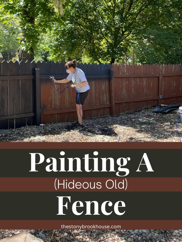 a woman painting a fence with text overlay that reads, painting a hideous old fence