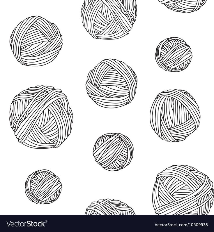 hand drawn balls of yarn on white background royalty