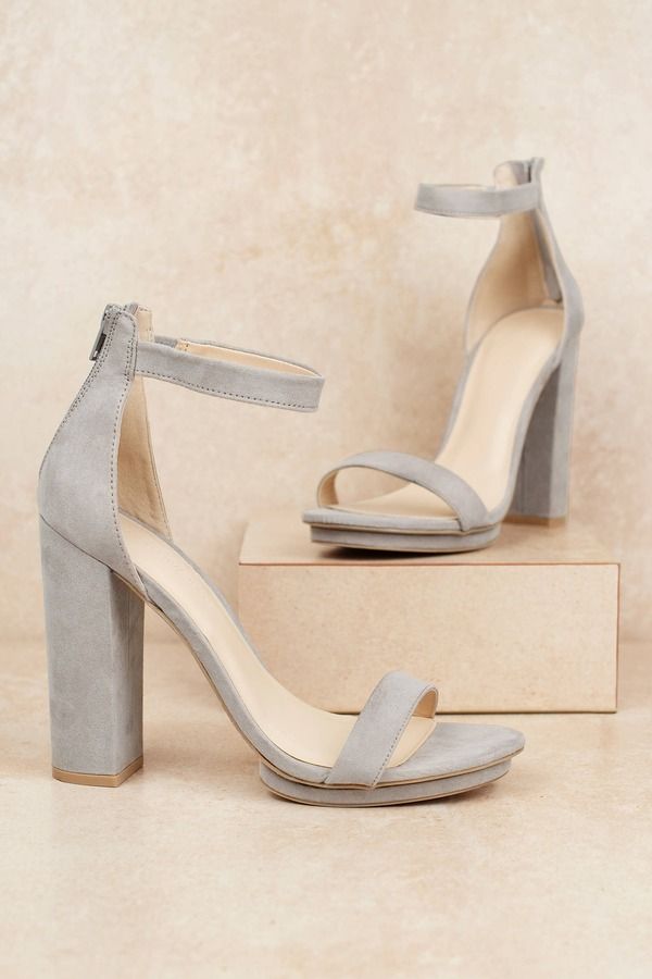 Birthday Heels, Grey Block Heels, Heels Block Heel, Light Blue Heels, Grey High Heels, Gray Heels, Hak Tinggi, Sandals Greek, High Heels Classy