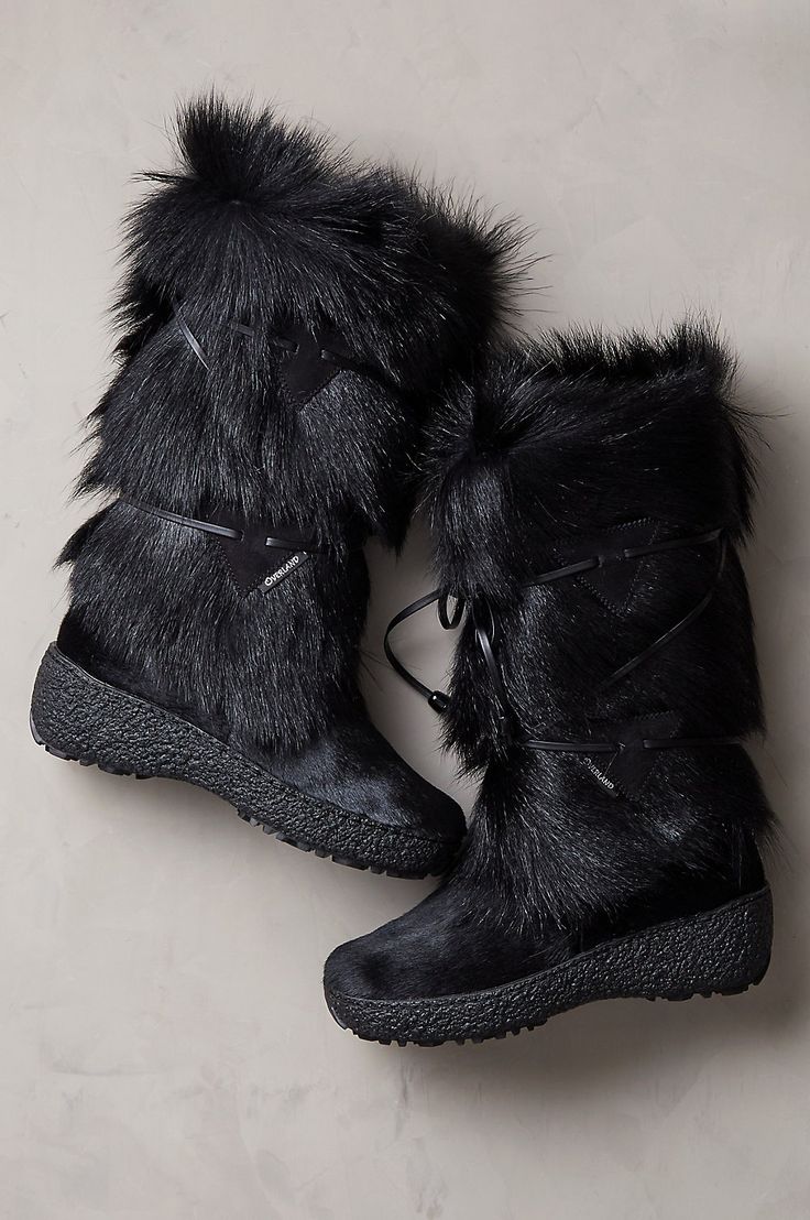 Gone are the days when you had to choose between styled or weatherproofed. The Anna boots let you have it all in winter footwear that's fashioned for beauty and built to conquer the elements. Handcrafted in a premium goat fur shaft, this feminine boot features a soft, smooth, calfskin hair-on leather shoe in fine contrast to the fluffy goat fur shaft that's detailed with a leather lace-up front. Our snow-proof, water-repellent boot features a genuine wool lining throughout the shaft, shoe and fo Luxury Sheepskin Boots With Suede Lining, Luxury Shearling Boots With Round Toe, Luxury Boots With Faux Fur Lining And Round Toe, Luxury Cap Toe Boots For Winter, Luxury Sheepskin Boots With Faux Fur Lining, Anna Boots, Fluffy Goat, Feminine Boots, Waterproof Suede Boots