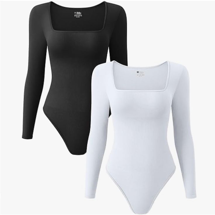 New Large White Oqq Long Sleeve Square Neck Bodysuit. White Only. Came In A Pack Of Two, But I Only Wanted To Keep The Black. Long Sleeve Body Suits, Body Suits For Women, Things I Want To Buy List, Wishlist Ideas I Want, Long Sleeve Bodysuit Outfit, White Bodysuit Outfit, Neutral Bodysuit, Black And White Bodysuit, Black Long Sleeve Bodysuit