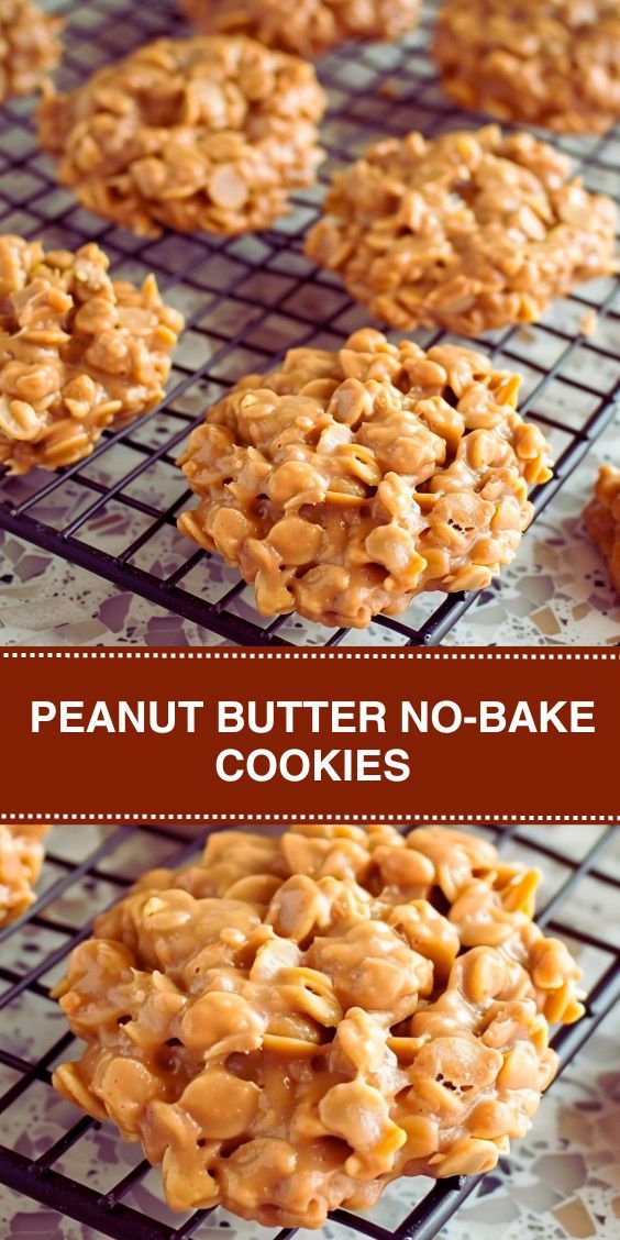 peanut butter no - bake cookies cooling on a rack