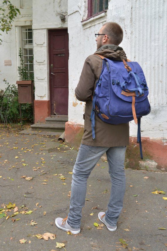 Vintage Backpack, Rare Canvas Rucksack, Hiking Bag, Navy Blue Backpack, Heavy Duty Backpack, Travele Romanian Army, Army Rucksack, Canvas Rucksack, Military Backpack, Hiking Bag, Vintage Backpacks, Longchamp Le Pliage Backpack, Blue Backpack, Blue Canvas