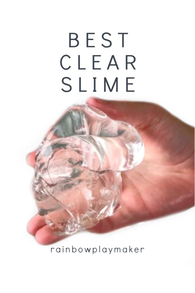 a hand holding a clear plastic object with the words best clear slime on it