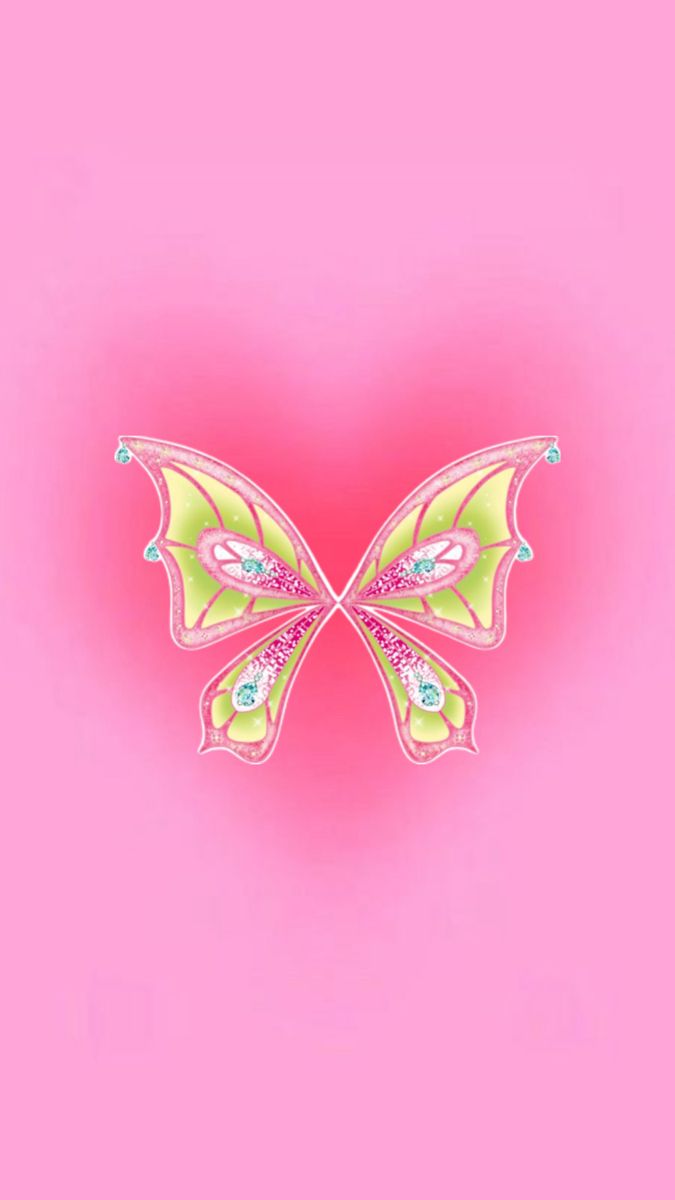 a pink and yellow butterfly on a pink background