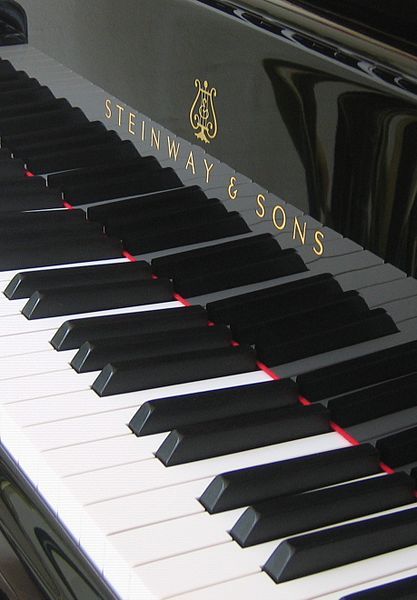 a piano with the name steinway & sons on it's front and side