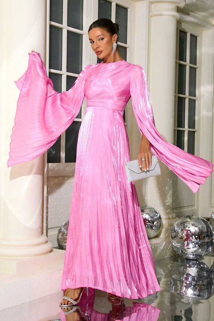 Radiate elegance in Veda Pleated Long Sleeve Maxi Dress, exuding sophistication and timeless allure. Crafted with delicate precision to elevate your style, ideal for upscale gatherings and special occasions. Size(cm)/(inch) S M L Bust 84 88 92 32.76 34.32 35.88 Waist 64 68 72 24.96 26.52 28.08 Hips 90 94 98 35.1 36.66 38.22 Material: Polyester *The above data is for flat dimensions, and the high elastic fabric can be stretched. *The above data is for reference only, please choose based on your u Elegant A-line Gala Gown, Formal Evening A-line Gown, Feminine Party Dress With Pleated Bodice, Glamorous Evening A-line Gown, Feminine Pleated Bodice Evening Dress For Party, Formal Gala A-line Gown, Formal A-line Gown For Gala, A-line Gown For Formal Gala, Feminine A-line Dress For Formal Occasions