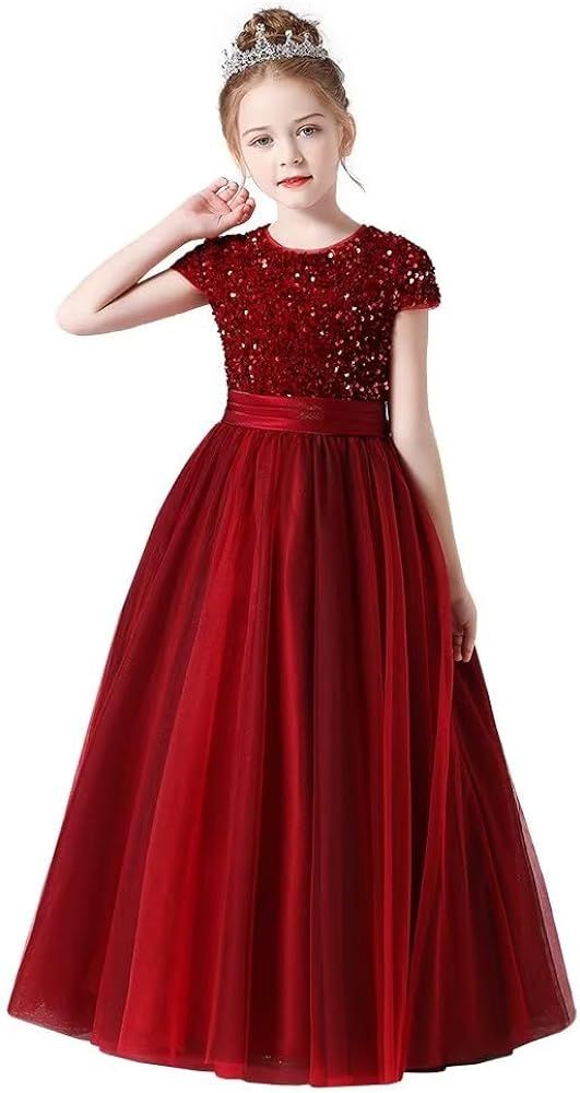 Amazon.com: Pageant Ball Gown for Girls Burgundy Flower Girl Dresses Jr Bridesmaid Dress Puffy Tulle Birthday Party Gowns Burgundy 12: Clothing, Shoes & Jewelry Redmade Gown For Children, Christmas Gowns For Kids, Birthday Party Dress For Girls Kids, Girl Gown Design, Gowns Dresses For Kids, Long Gown Dress For Kids, Velvet Gown For Kids, Child Dress Design, Girls Gown Design Kids