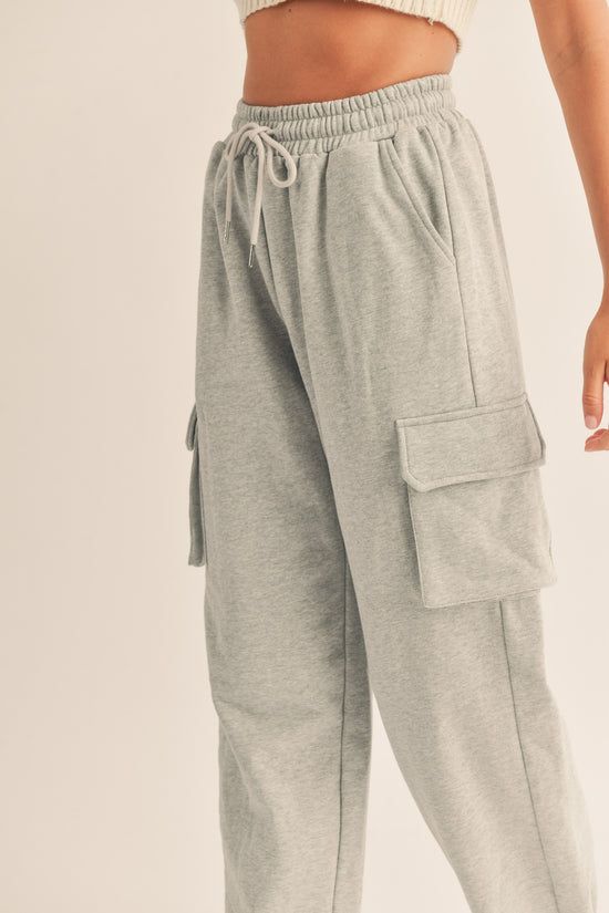 Cargo Pocket Sweat Pants | Evercado Comfy Cotton Joggers With Drawstring, Gray Sweatpants With Pockets For Loungewear, Gray Joggers With Comfort Waistband For Leisure, Leisure Sweatpants With Side Pockets, Comfortable Cotton Joggers With Side Pockets, Sporty Sweats With Side Pockets For Loungewear, Gray Drawstring Pants For Jogging, Casual Sweatpants With Cargo Pockets For Jogging, Cotton Drawstring Joggers Sportswear