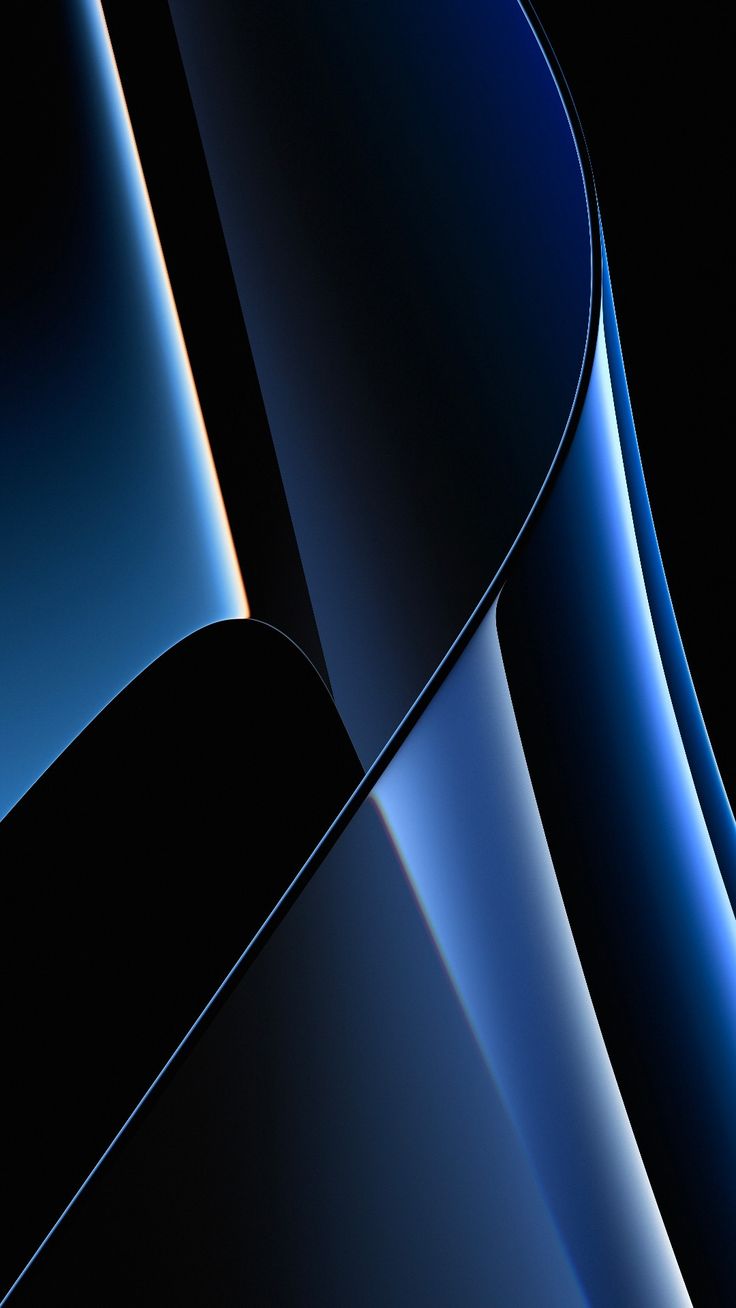 an abstract blue and black background with curved lines on the bottom right corner, showing dark edges