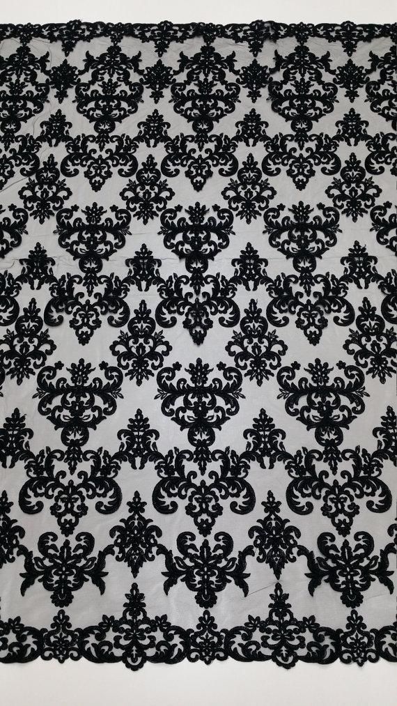 Perfect for dress, evening dress tops, skirts and other clothes. Very impressive and elegant. Both sides are out. Item: EVS058C Colours: Black Style: French Width: 140 cm, shown for one meter (100 cm x 140 cm) The price is set per 1 meter. You get the fabric in a continuous piece of you buy more than 1 meter. If you need any other measures, please contact us. *Great trade acceptable! We ship from Latvia (EU) worldwide via Priority mail (with the Latvian Post). Estimated delivery time: USA / Cana Black Lace Fabric, White Lace Fabric, Golden Lace, Veil Lace, Lace Veil, Alencon Lace, Lace Veils, Motif Vintage, Wedding Lace