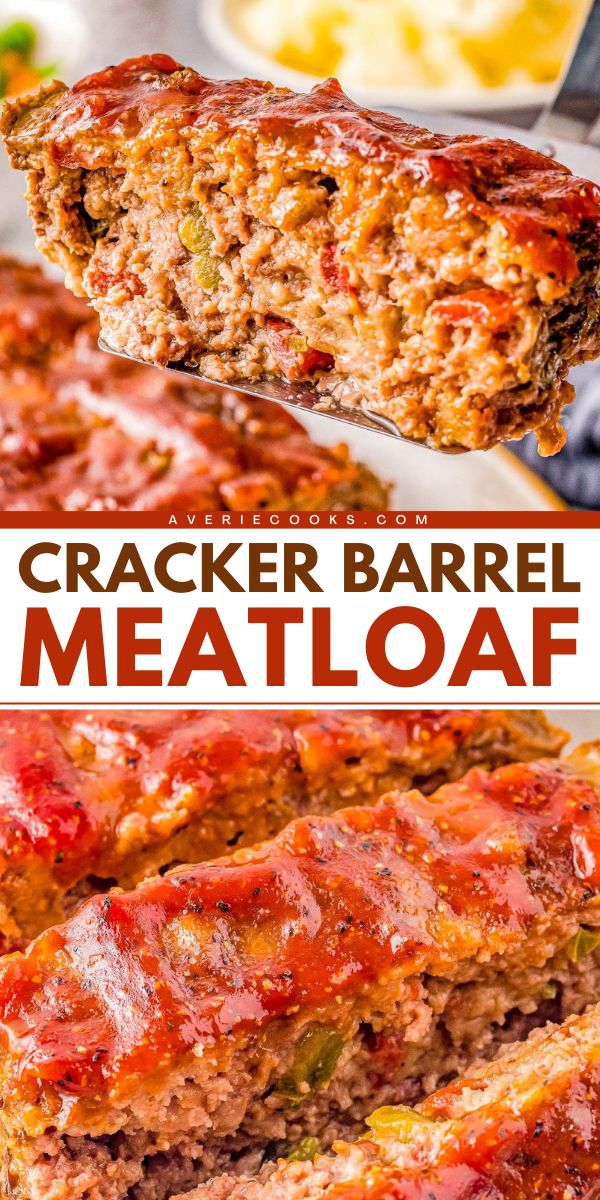 Your new favorite comfort food idea! It's a hearty dinner recipe for a copycat Cracker Barrel Meatloaf. Not only is this homemade meatloaf tender and juicy, but it also has a ketchup glaze! Pin this for later! Copycat Cracker Barrel Meatloaf, Cracker Barrel Breakfast, Cracker Barrel Meatloaf Recipe, Copycat Cracker Barrel, Cracker Barrel Meatloaf, Baked Meatloaf, Meatloaf Dinner, Homemade Meatloaf, Best Meatloaf