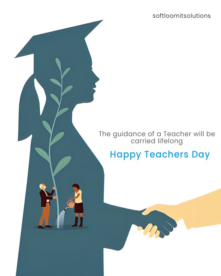 two people shaking hands over a plant with the words happy teachers day