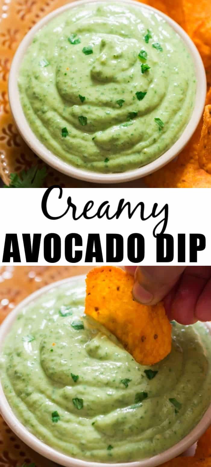 a hand dipping guacamole into a white bowl with tortilla chips