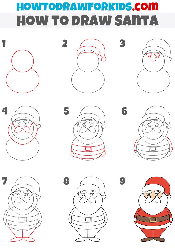 how to draw santa claus step by step instructions for kids and beginners in this video, you can learn how to draw santa claus