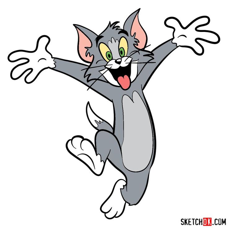 a cartoon cat jumping up in the air