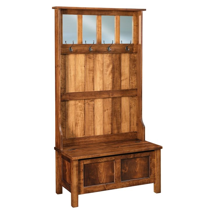 Wooden Hall Tree Entryway Bench with Shoe Storage and Coat Rack - Mudroom Organization Solution with Bench Seating and Coat Hanger| Manchester Model - LifeSong Milestones Coat Rack And Bench, Rustic Hall Tree, Rustic Hall Trees, Entryway Bench With Shoe Storage, Hall Tree Entryway, Storage Cubbies, Hall Tree With Storage, Mudroom Organization, Standing Coat Rack