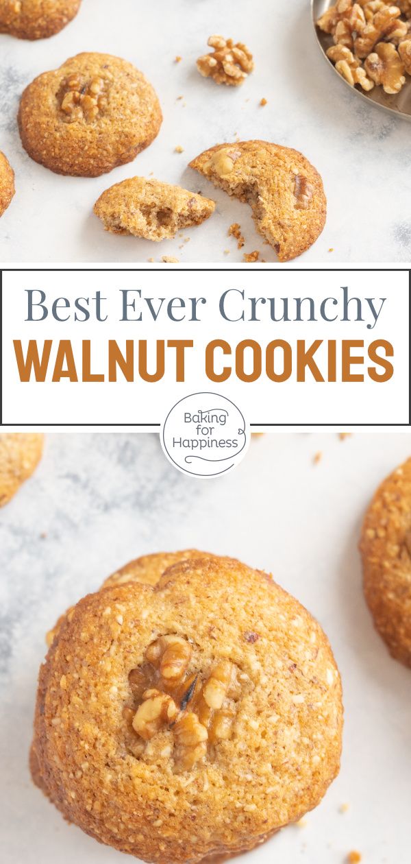 the best ever crunchy walnut cookies are made with only 3 ingredients and they're so good to eat