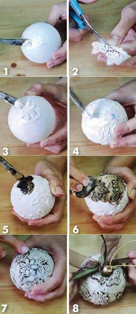 how to make an ornament out of paper machs and yarn - step by step instructions