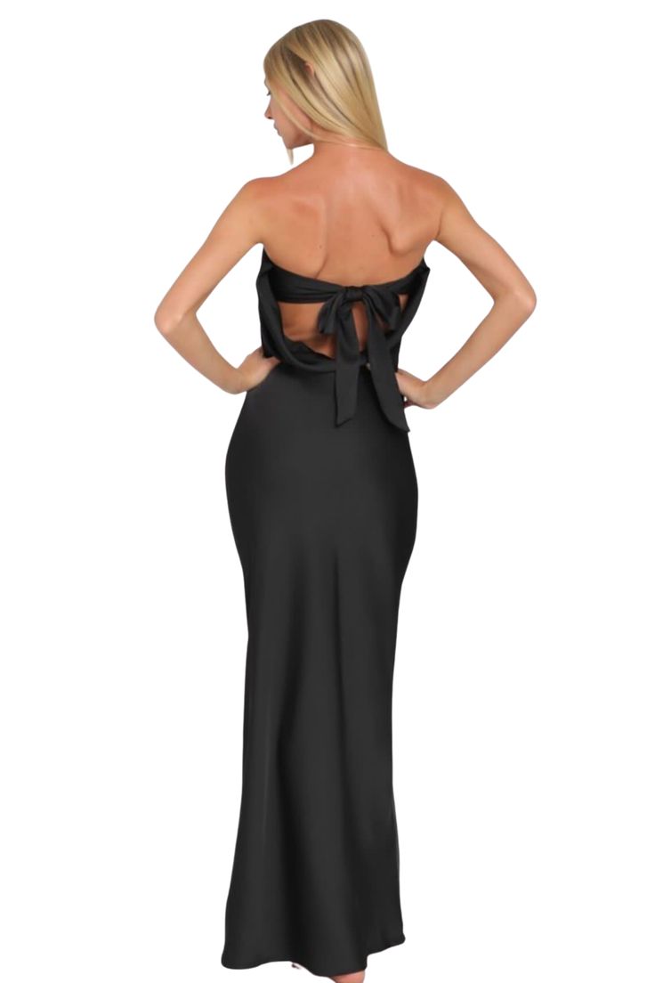 Cowl back Tie back Satin dress Order ships within 24-48 hours Sleeveless Evening Maxi Dress With Lace-up Back, Evening Sleeveless Backless Dress With Lace-up Back, Elegant Strapless Sleeveless Dress With Bow Tie Back, Fitted Long Backless Dress With Tie Back, Maxi Length Tie Back Dress For Night Out, Chic Strapless Sleeveless Dress With Bow Tie Back, Strapless Lace-up Back Dress For Date Night, Long Fitted Halter Dress With Tie Back, Halter Neck Midi Dress With Tie Back For Evening