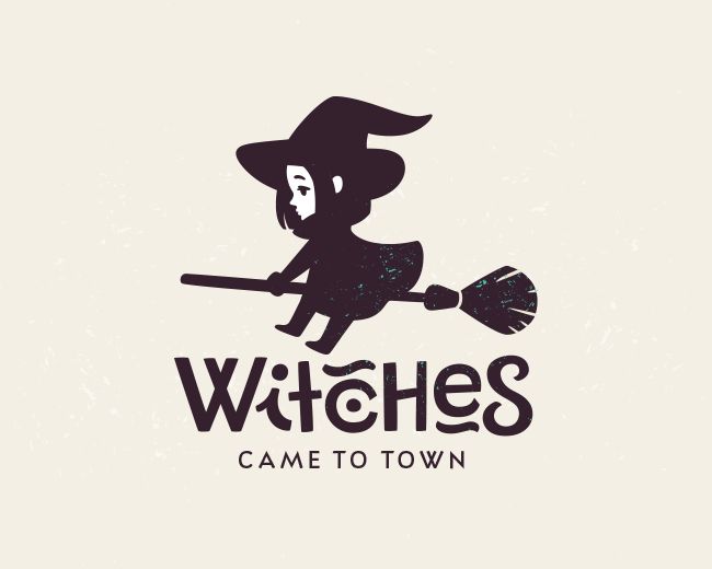 a witch flying on top of a broom with the words witches came to town written below