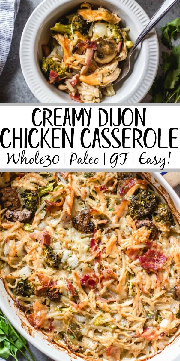 this creamy chicken casserole is loaded with broccoli, cheese and other ingredients