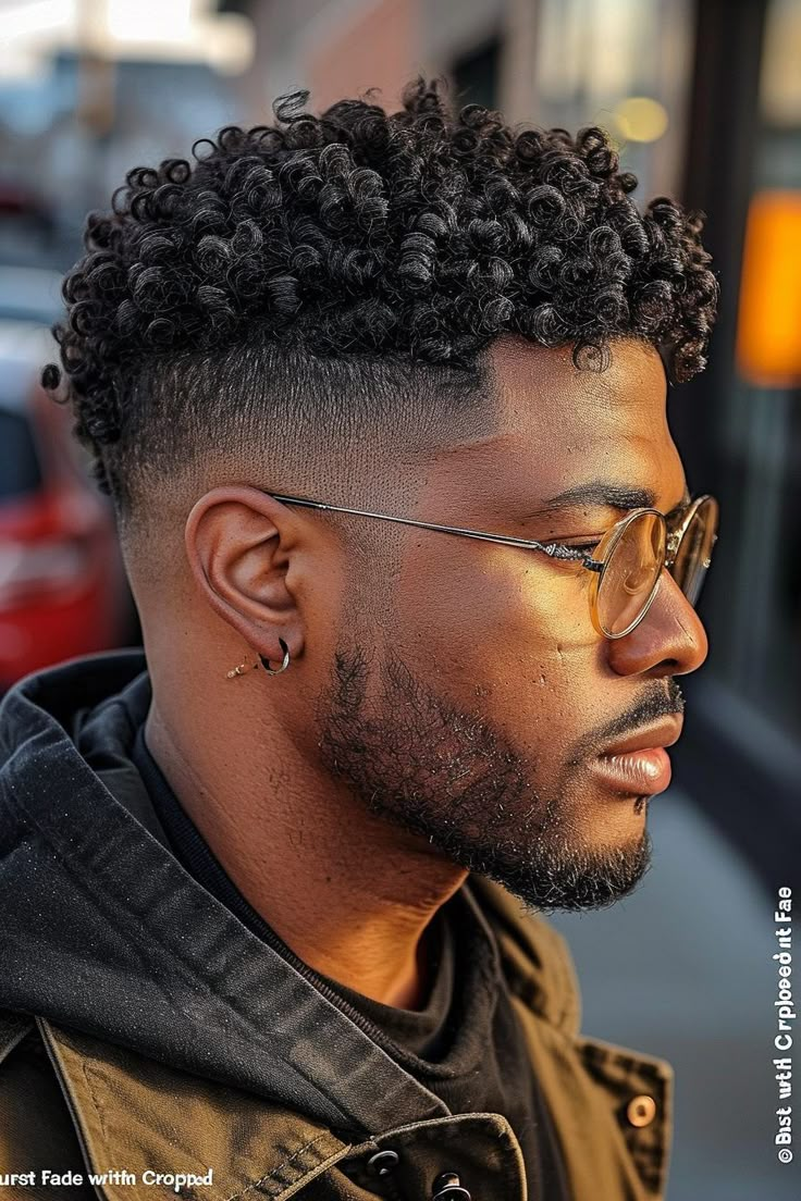 60 fade black men haircut Ideal For 2024 Black Man Bun With Fade, Curl Fade Men Black, Man Afro Hairstyles, Black Women Haircuts Short, Buzz Mens Haircut, Black Man Curly Hairstyle, Curls Men Hairstyles, Curl Haircut Men, High Burst Fade Haircut