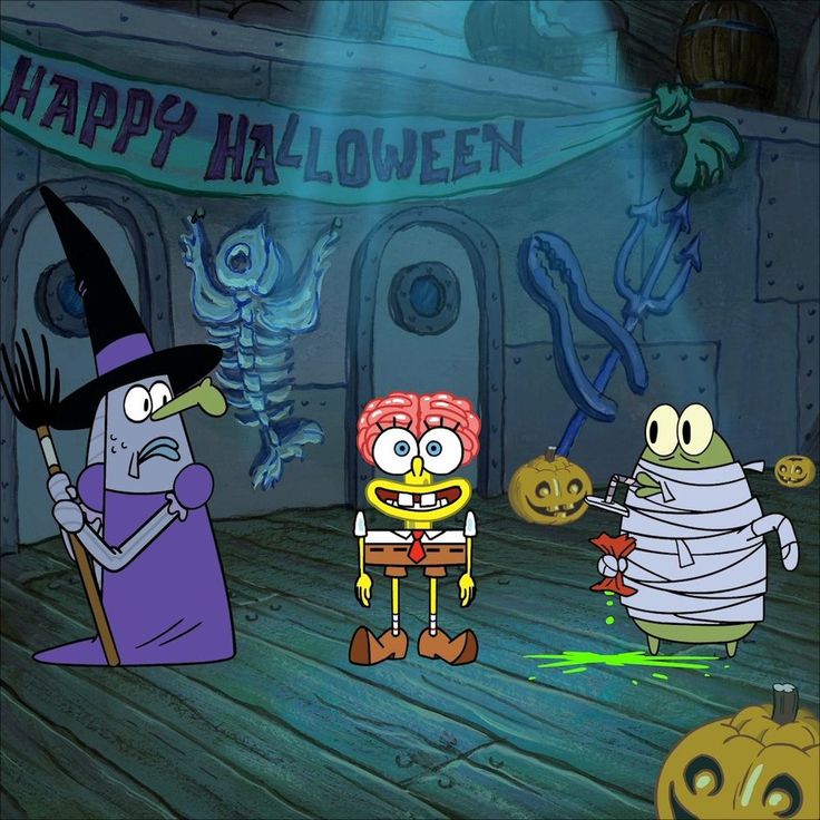 cartoon characters dressed up in halloween costumes