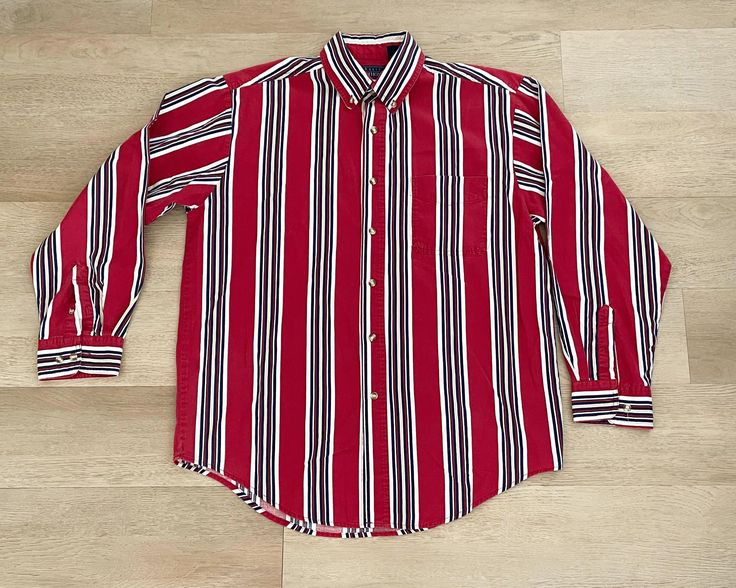 Vintage Basic Editions Button Up Long Sleeve Striped Shirt size Medium. This is a great looking top that has plenty of life left. Still wearable to any occasion, but can be used in many unique ways as well. Long Sleeve Striped Shirt, Button Up Long Sleeve, Striped Long Sleeve Shirt, Striped Shirt, Favorite Things Gift, Labour Day, Gender Neutral, Button Up, Adult Outfits