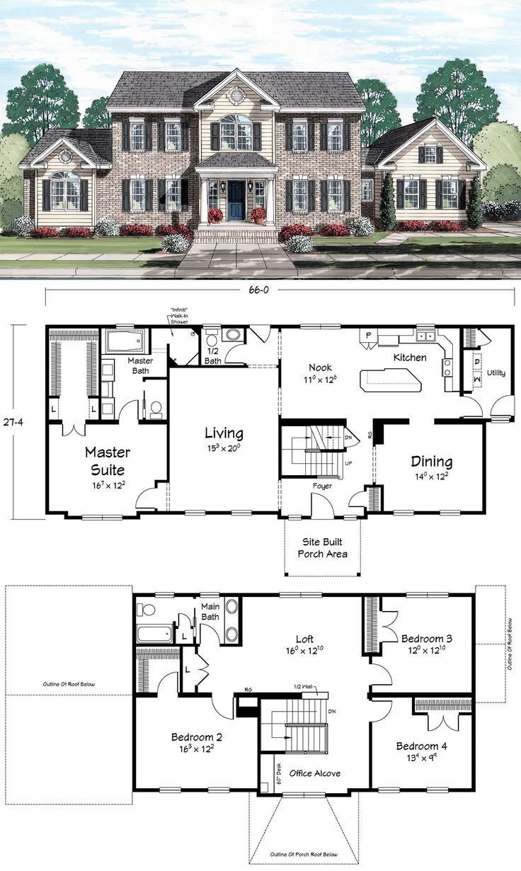 two story house plans with large front and back porches, an open floor plan for the