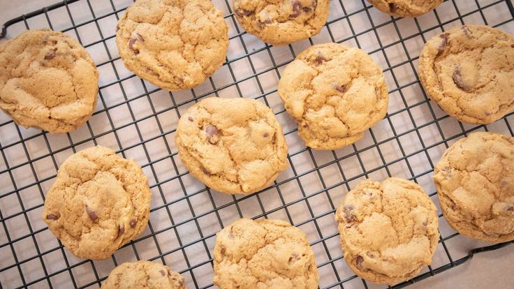 chocolate chip cookies on a cooling rack ready to go in the oven or baking dish