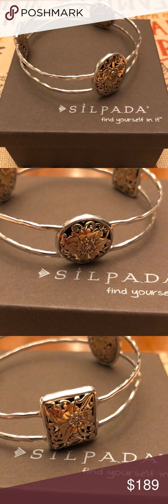 Silpada romance bangle bracelet B 2415 New in box, 925 sterling silver and bronze Silpada Jewelry Bracelets Elegant Gold Bangle With Oxidized Finish, Gold Cuff Bracelet With Oxidized Finish Gift, Gold Bracelet With Oxidized Finish As A Gift, Gold Oxidized Finish Cuff Bracelet Gift, Gold Bangle With Oxidized Finish For Gift, Elegant Oxidized Finish Bangle As Gift, Gold Bangle With Oxidized Finish As Gift, Elegant Oxidized Sterling Silver Bracelet Gift, Silver Pearl Bracelet